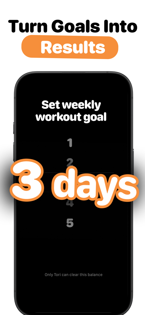 Sweatmates: Couples Fitness - A smartphone screen showing the Sweatmates app interface for setting a weekly workout goal with three days selected.