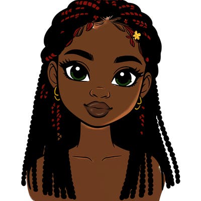 a realistic black girl with braids