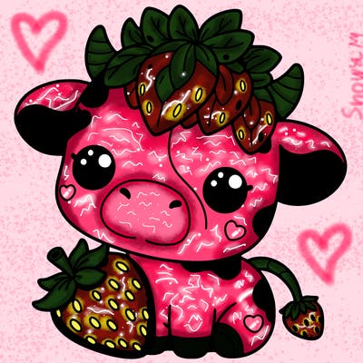 cute strawberry cow
