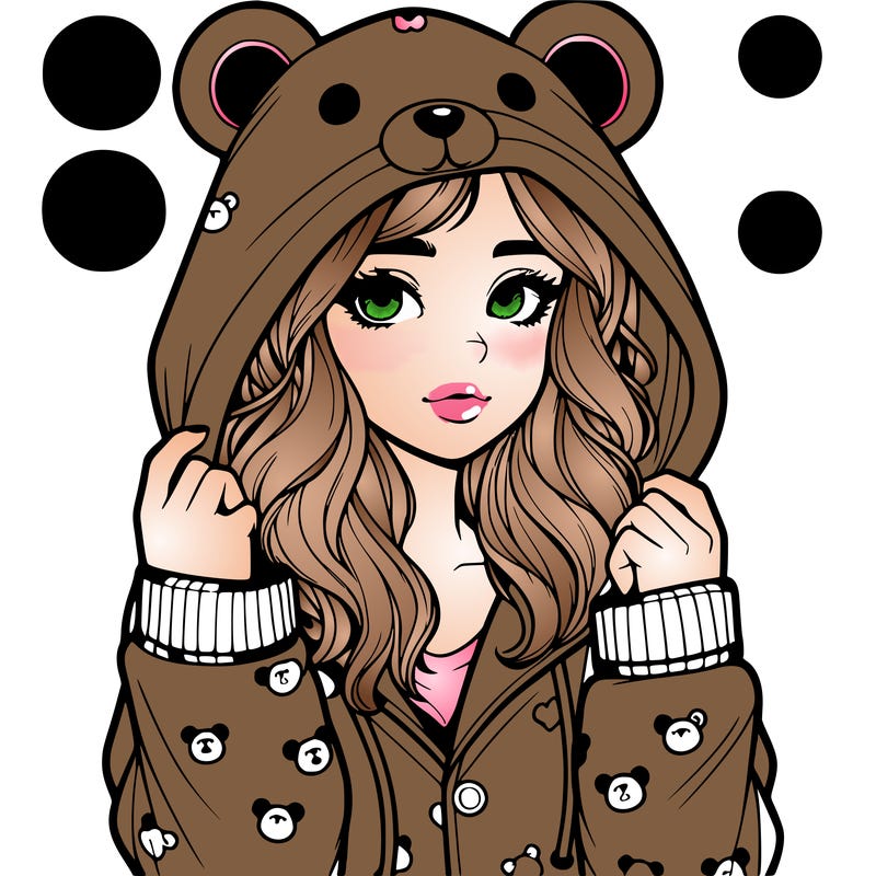 realistic girl in a animal pjs hoodie