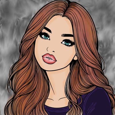 realistic girl with hair on her hair and lips