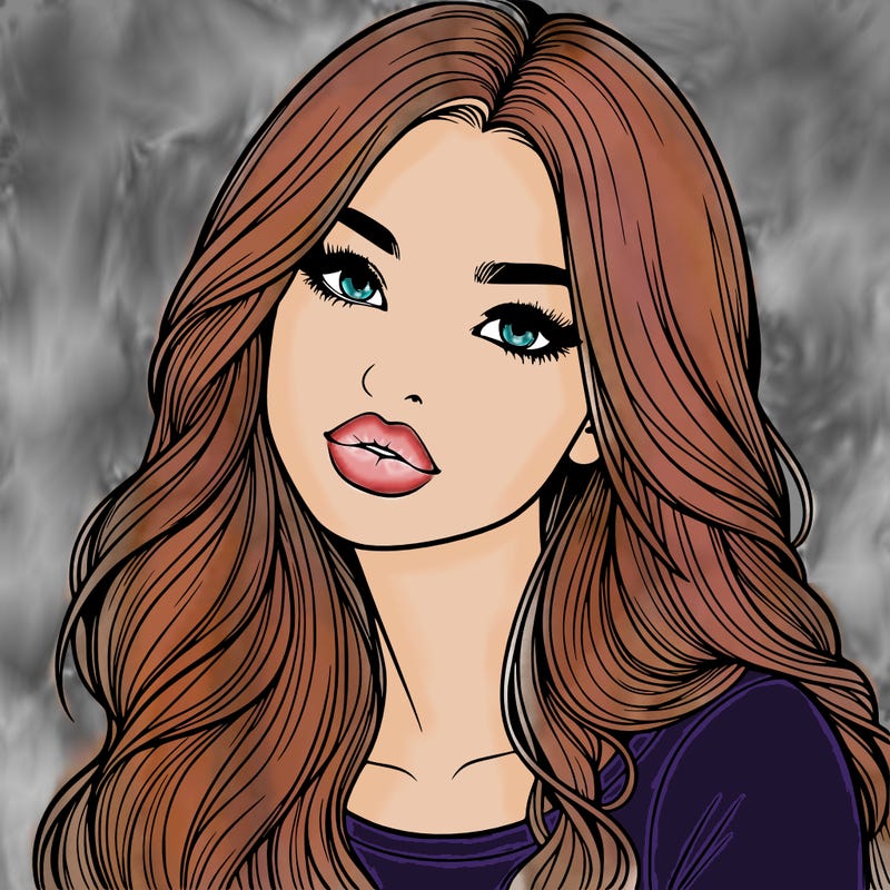 realistic girl with hair on her hair and lips