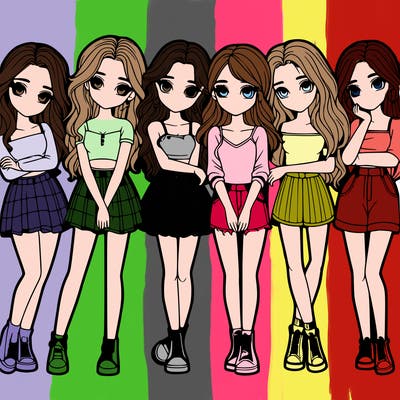a group of girls realistic