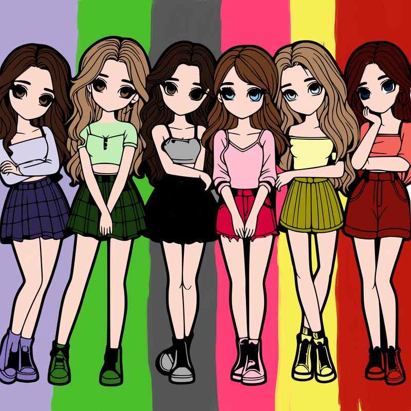a group of girls realistic