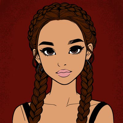 realistic girl with braids