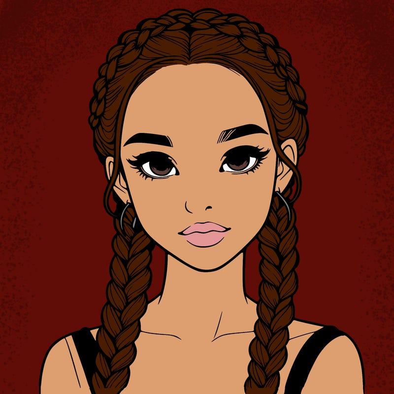 realistic girl with braids