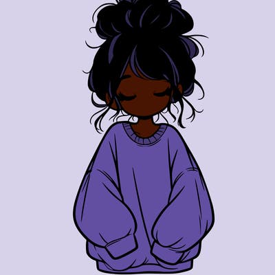 girl with baggy sweatshirt and messy bun