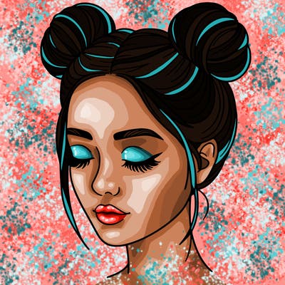 woman with hair buns