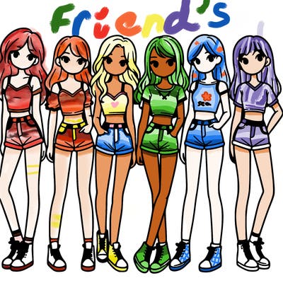 a group of girls wearing crop tops and shorts