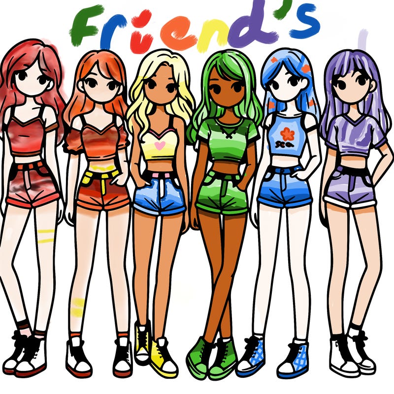 a group of girls wearing crop tops and shorts