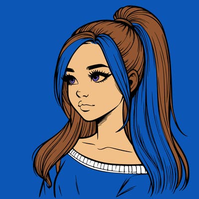 realistic girl with a high ponytail