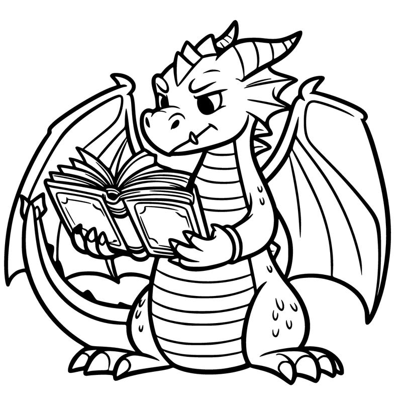 dragon holding a book in it claw
