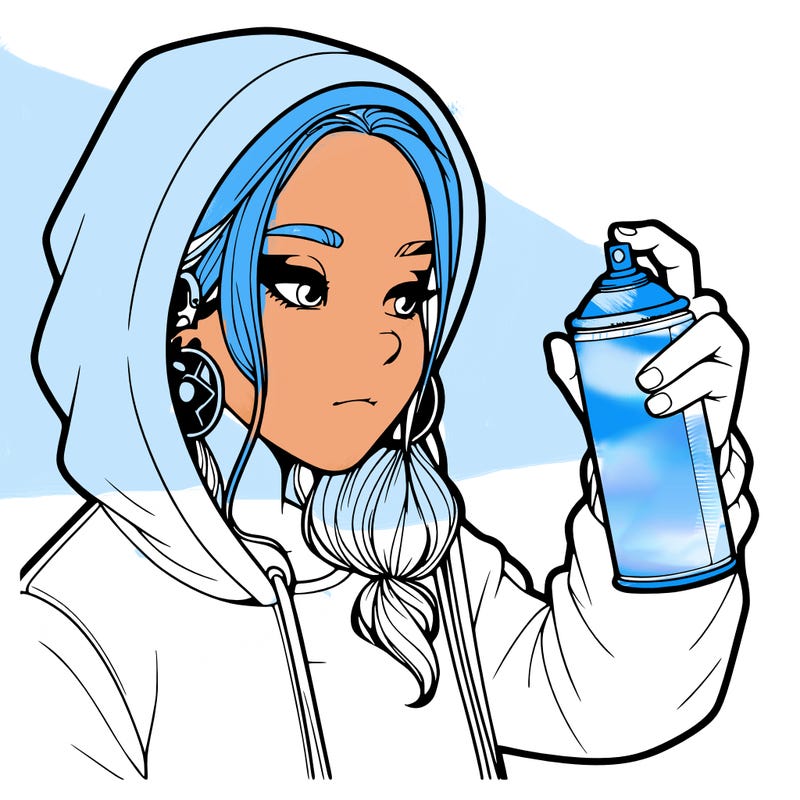 a realistic girl, spray painting