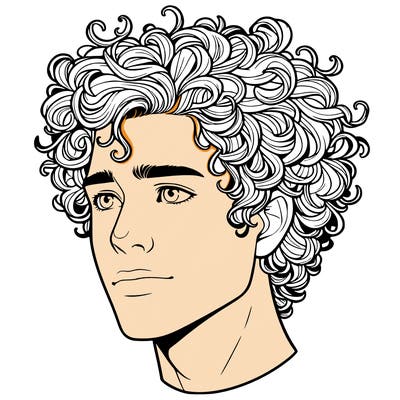 realistic guy with curly hair