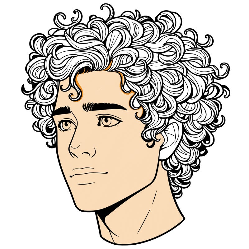 realistic guy with curly hair