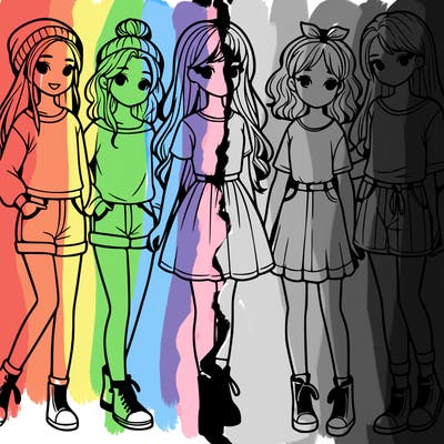 a group of five girls