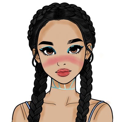 realistic girl with braids