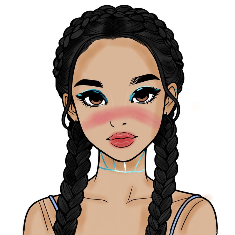 realistic girl with braids