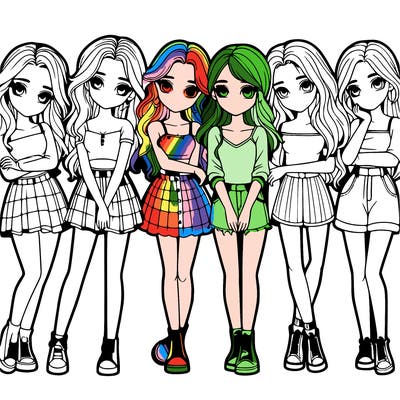 a group of girls realistic