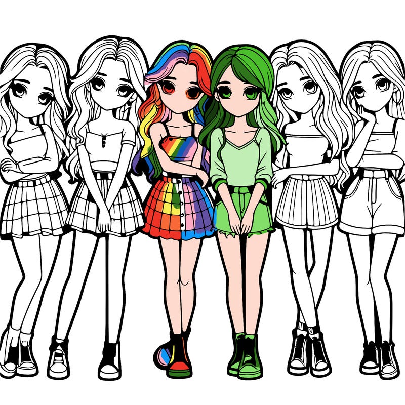 a group of girls realistic