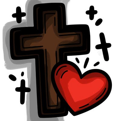 cross and heart