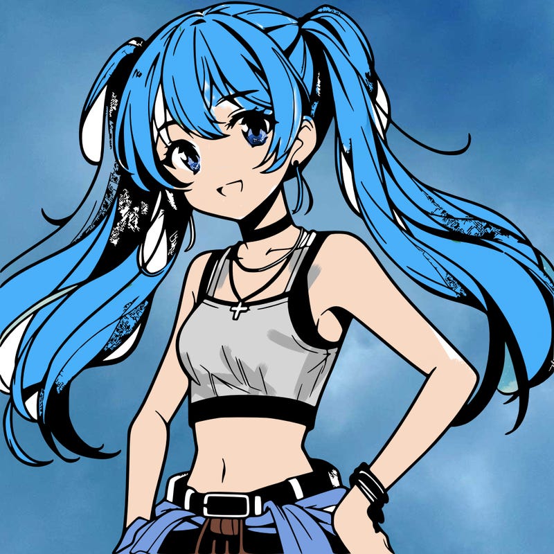 anime girl wearing crop top