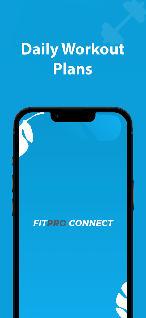 Fitpro Connect - Un smartphone que muestra la pantalla de inicio de la aplicación Fitpro Connect bajo el texto Planes de Entrenamiento Diarios