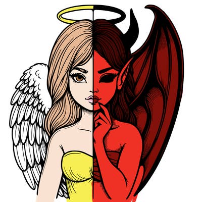 realistic angel half demon