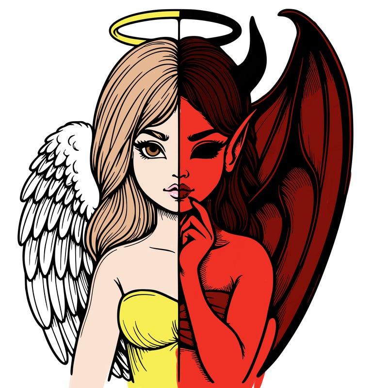 realistic angel half demon