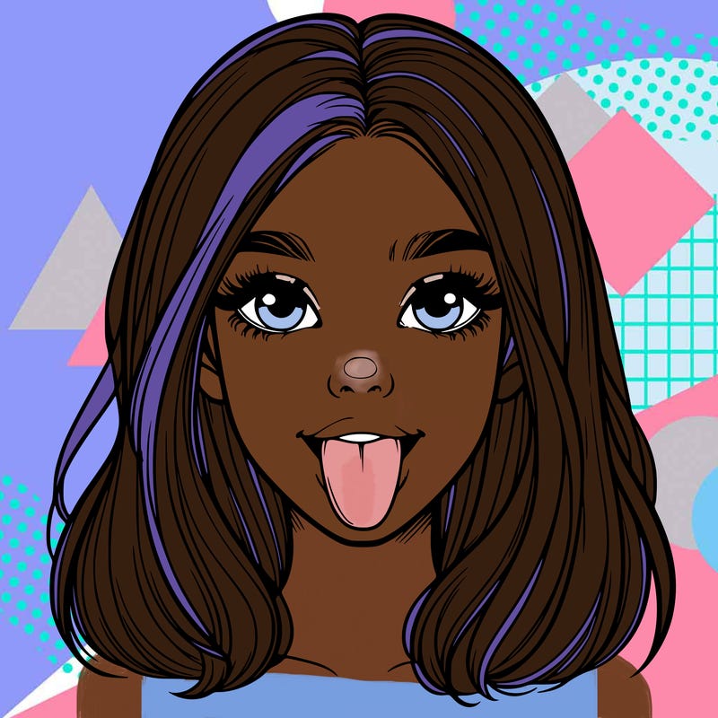 realistic girl with her tongue out