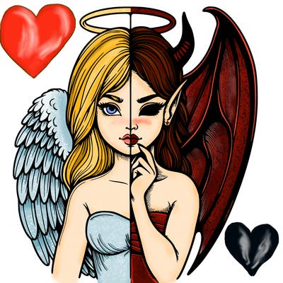 realistic angel half demon