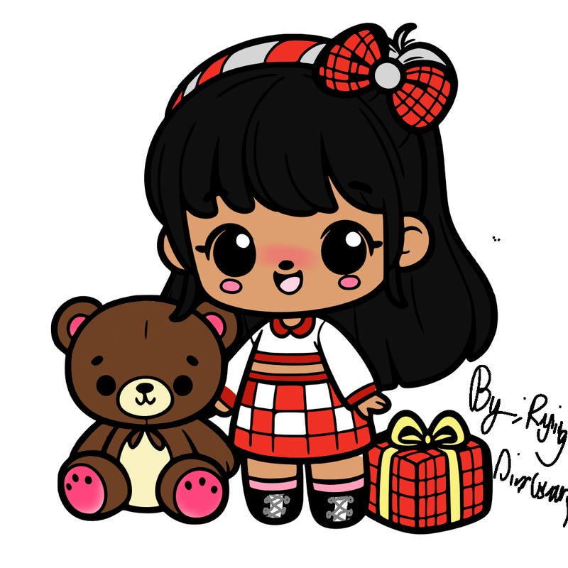 little girl  with bear items