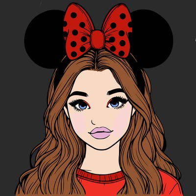 aesthetic realistic girl wearing mickey mouse ears