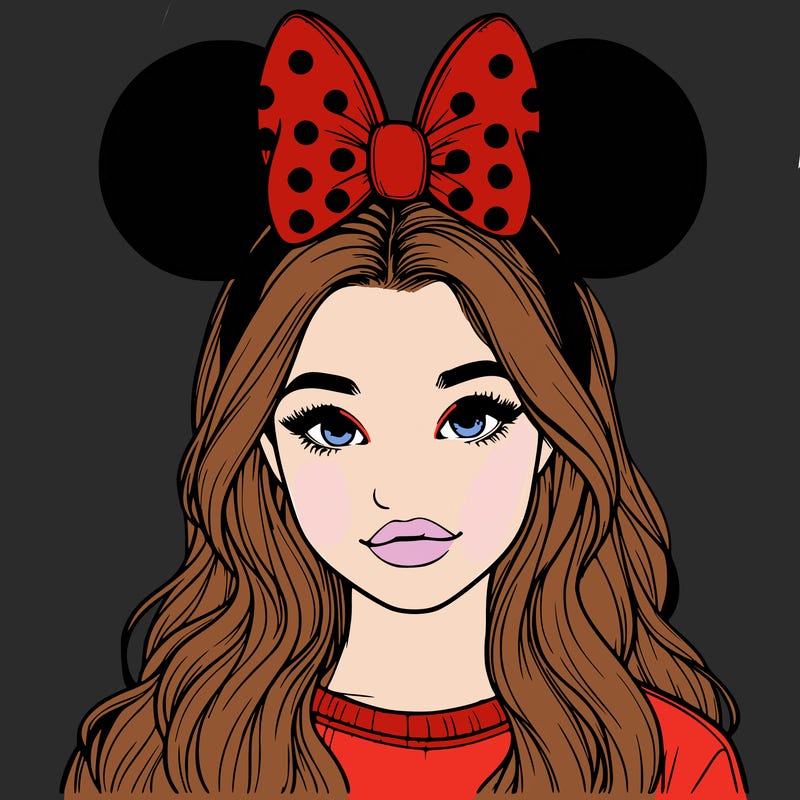 aesthetic realistic girl wearing mickey mouse ears