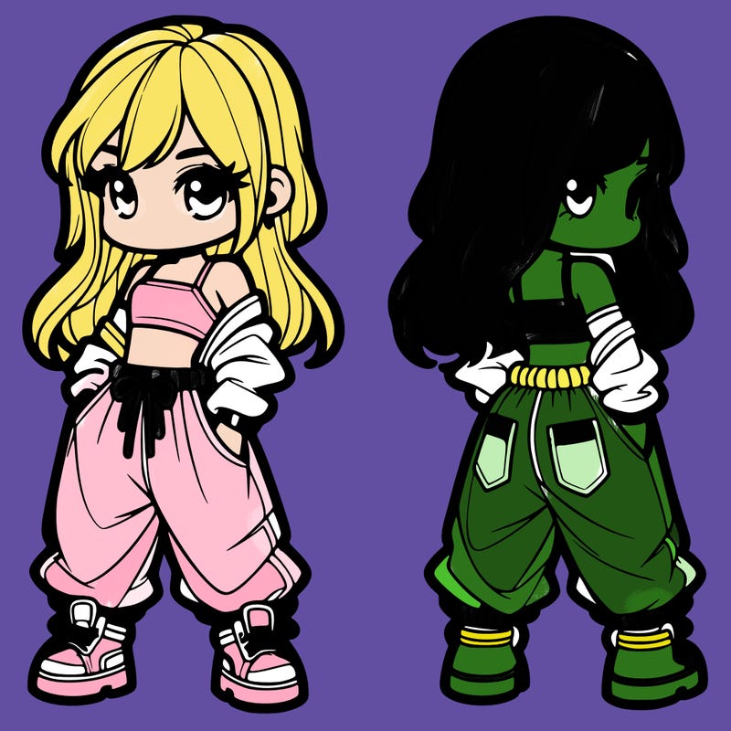 girl in crop top and baggy pants