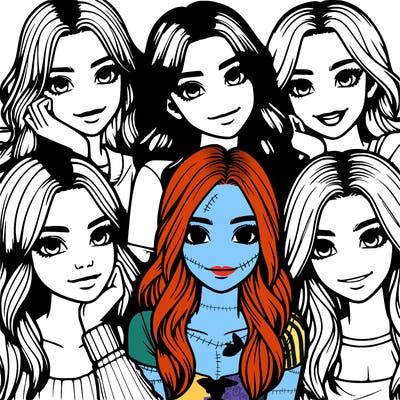 a group of girls realistic