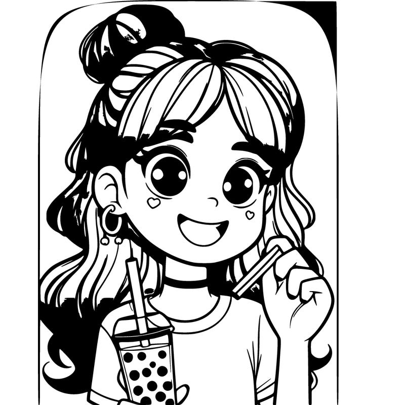teen girl drinking boba tea