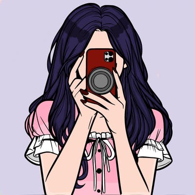a realistic girl holding her phone taking pictures