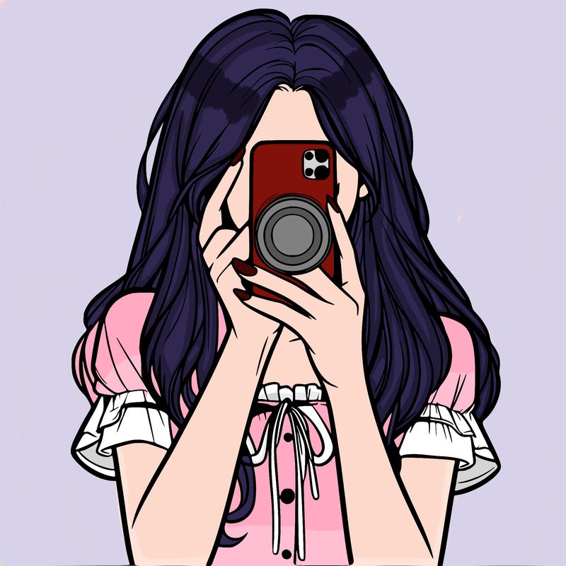 a realistic girl holding her phone taking pictures