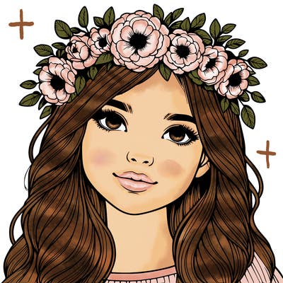 realistic girl with flower crown