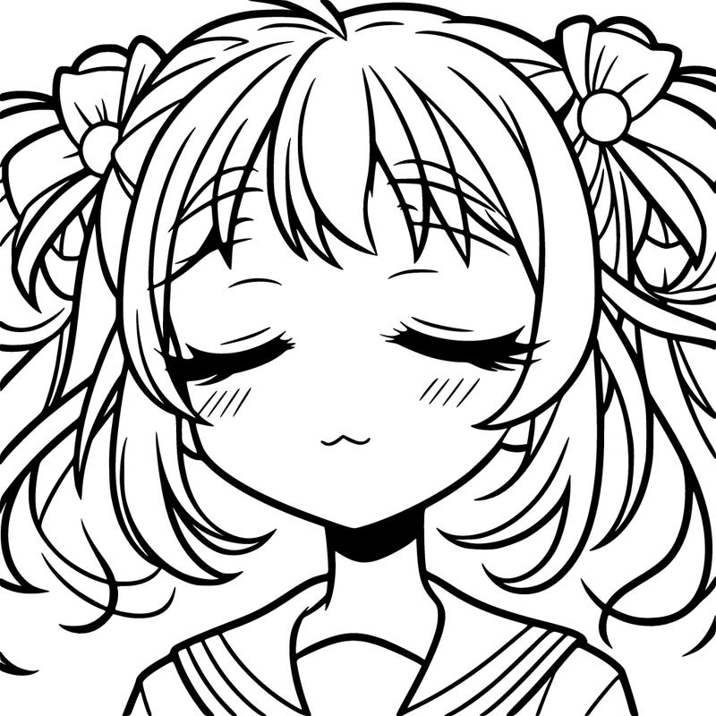 nature anime girl eyes closed