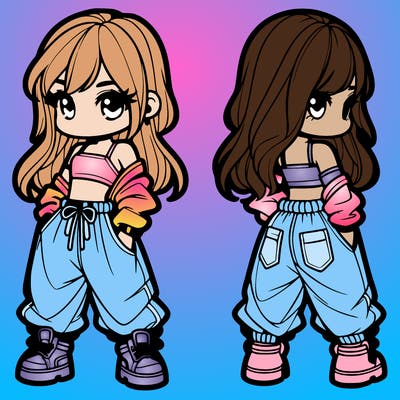 girl in crop top and baggy pants
