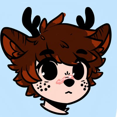 a humanoid deer with soft fluffy ears