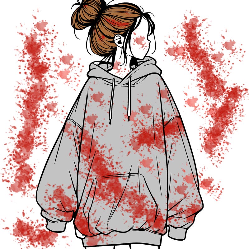 realistic girl with a oversized sweatshirt on and a bun