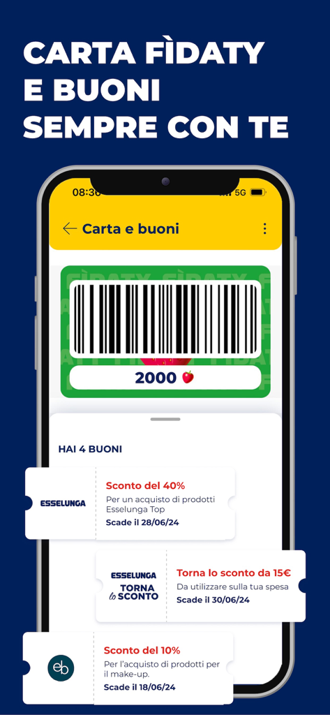 Digital loyalty card and shopping coupons in the Esselunga mobile app