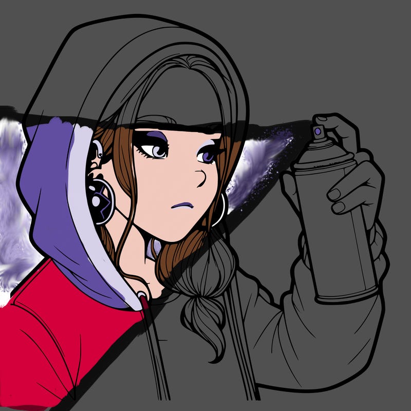 a realistic girl, spray painting