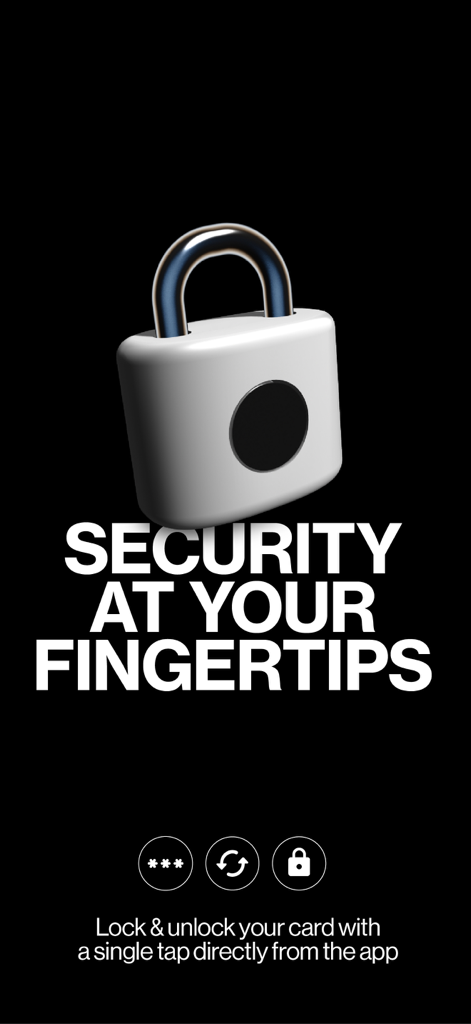 Telda - Ein 3D-Vorhängeschloss-Symbol mit einem Fingerabdrucksensor, der Sicherheit auf Knopfdruck in der Telda-App darstellt.