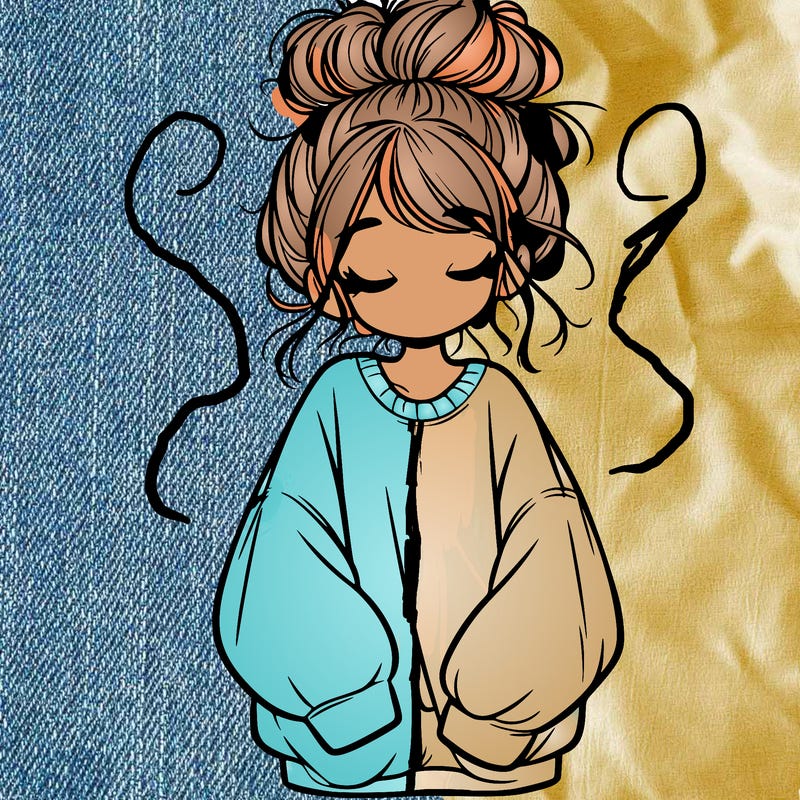 girl with baggy sweatshirt and messy bun