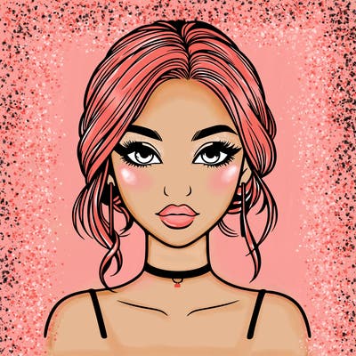 realistic girl with makeup on