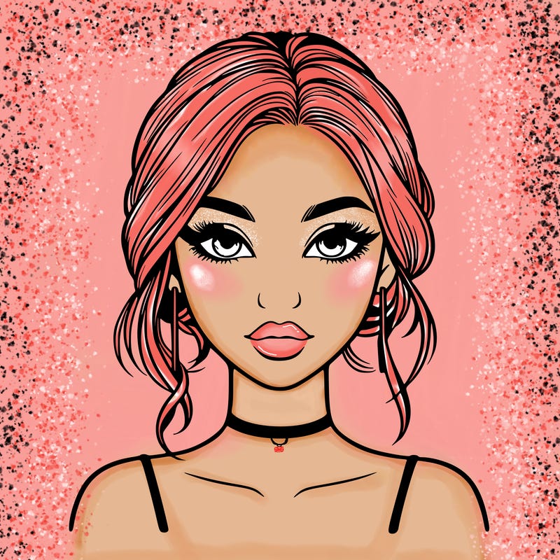 realistic girl with makeup on